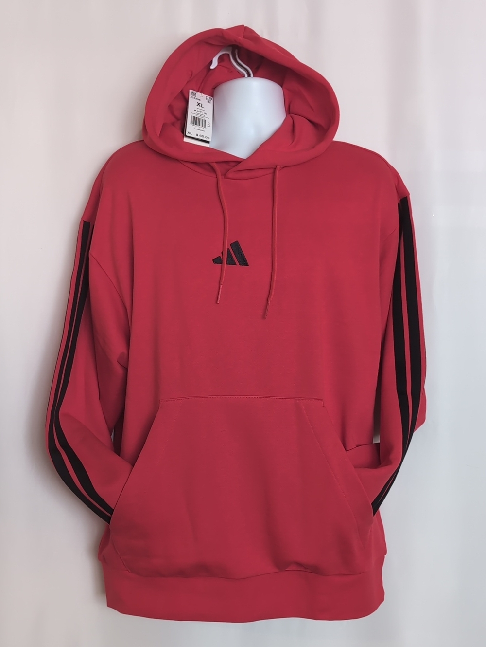 NWT Adidas Red Hooded Pullover Sweatshirt / Hoodie w Kangaroo Pocket - XL